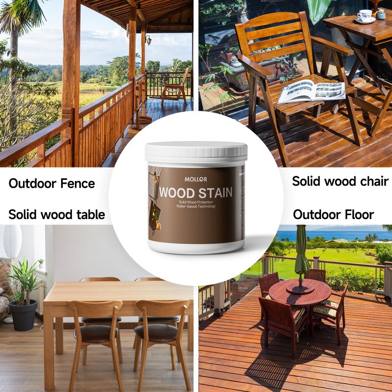 MOLLOR Wood Stain Water Based, Multiple Finishes Wood Oil for Indoor and Outdoor Furniture, Wood Paneling, Cabinets and More, Fast Drying, Low Odor (16oz, Transparent with Tools) - Image 4